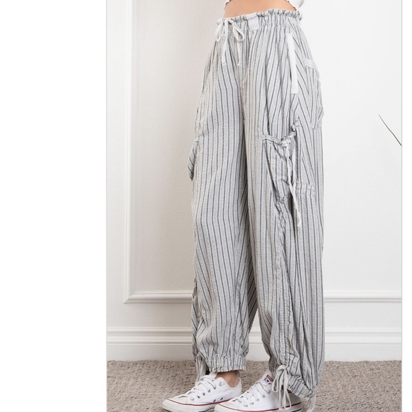 #116 Striped Gray Track Pants for Women - Picture 3 of 6